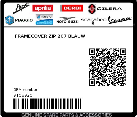 Product image: Piaggio - 9158925 - .FRAMECOVER ZIP 207 BLAUW  0