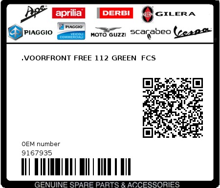 Product image: Piaggio - 9167935 - .VOORFRONT FREE 112 GREEN  FCS  0