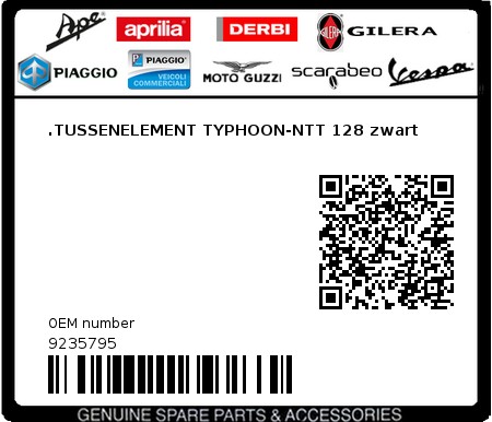 Product image: Piaggio - 9235795 - .TUSSENELEMENT TYPHOON-NTT 128 zwart  0