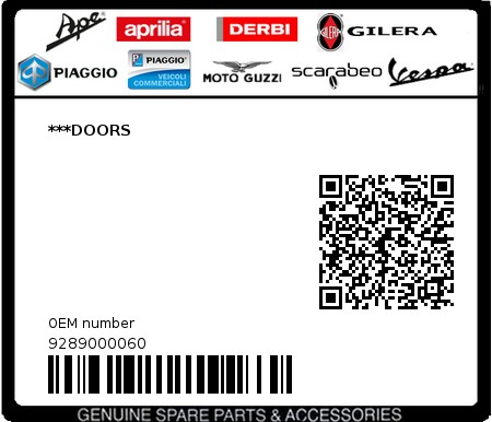 Product image: Piaggio - 9289000060 - ***DOORS  0