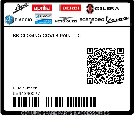 Product image: Piaggio - 95943900R7 - RR CLOSING COVER PAINTED  0