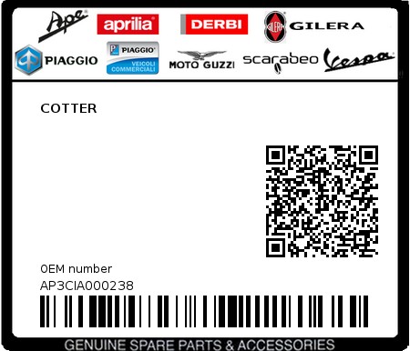 Product image: Piaggio - AP3CIA000238 - COTTER  0