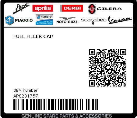 Product image: Piaggio - AP8201757 - FUEL FILLER CAP  0