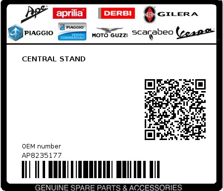 Product image: Piaggio - AP8235177 - CENTRAL STAND  0