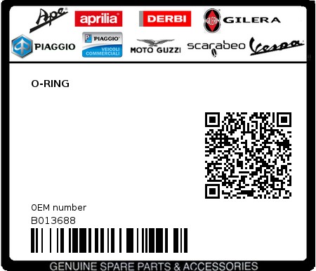 Product image: Piaggio - B013688 - O-RING  0
