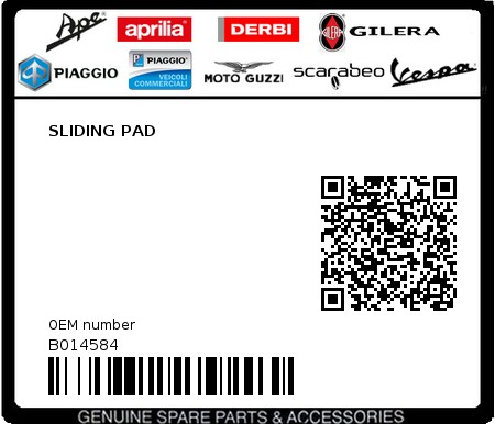 Product image: Piaggio - B014584 - SLIDING PAD  0