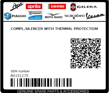 Product image: Piaggio - B0151275 - COMPL.SILENCER WITH THERMAL PROTECTION  0