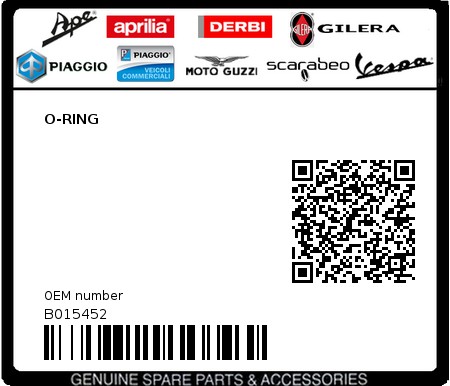 Product image: Piaggio - B015452 - O-RING  0