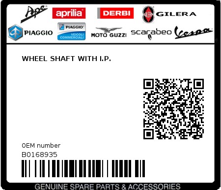 Product image: Piaggio - B0168935 - WHEEL SHAFT WITH I.P.  0