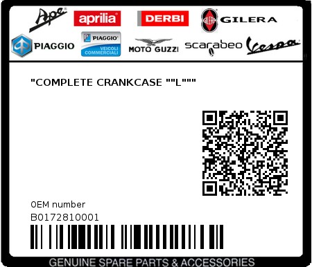 Product image: Piaggio - B0172810001 - "COMPLETE CRANKCASE ""L"""  0