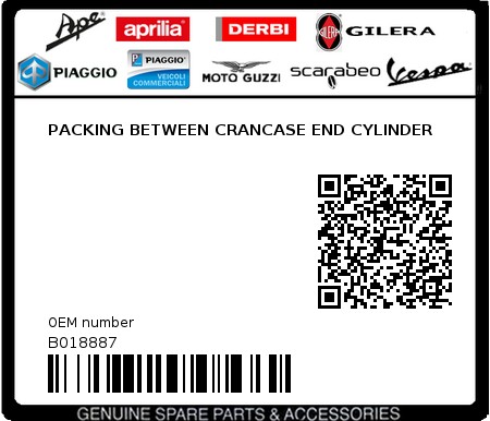 Product image: Piaggio - B018887 - PACKING BETWEEN CRANCASE END CYLINDER  0
