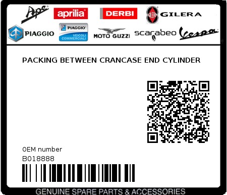 Product image: Piaggio - B018888 - PACKING BETWEEN CRANCASE END CYLINDER  0