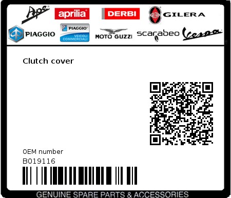 Product image: Piaggio - B019116 - Clutch cover  0