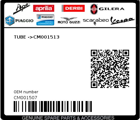 Product image: Piaggio - CM001507 - TUBE ->CM001513  0