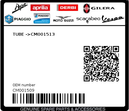 Product image: Piaggio - CM001509 - TUBE ->CM001513  0