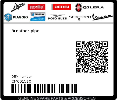 Product image: Piaggio - CM001510 - Breather pipe  0