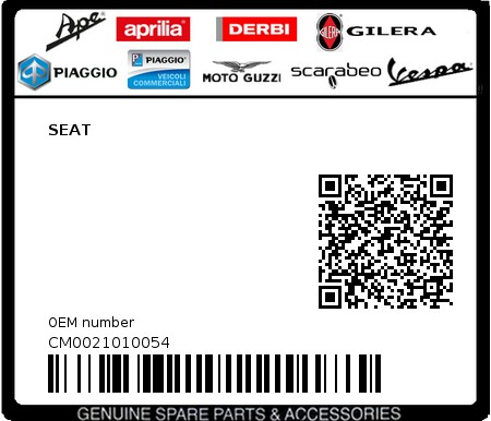 Product image: Piaggio - CM0021010054 - SEAT  0