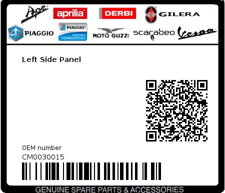 Product image: Piaggio - CM0030015 - Left Side Panel  0
