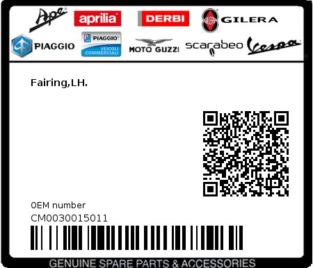 Product image: Piaggio - CM0030015011 - Fairing,LH.  0