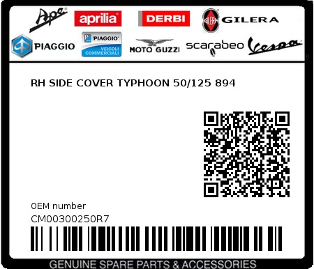 Product image: Piaggio - CM00300250R7 - RH SIDE COVER TYPHOON 50/125 894  0
