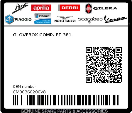 Product image: Piaggio - CM00360200V8 - GLOVEBOX COMP. ET 381  0
