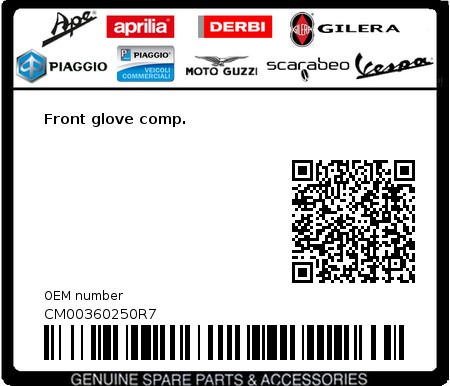 Product image: Piaggio - CM00360250R7 - Front glove comp.   0