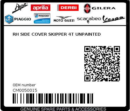 Product image: Piaggio - CM0050015 - RH SIDE COVER SKIPPER 4T UNPAINTED  0