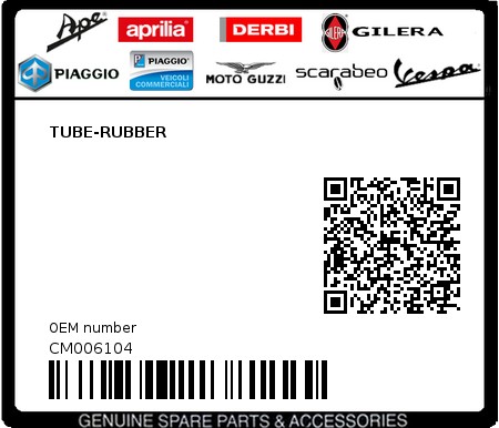 Product image: Piaggio - CM006104 - TUBE-RUBBER  0