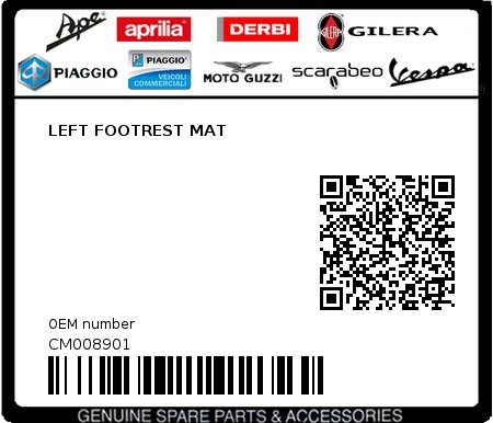 Product image: Piaggio - CM008901 - LEFT FOOTREST MAT  0
