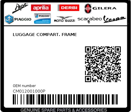 Product image: Piaggio - CM012001000P - LUGGAGE COMPART. FRAME  0