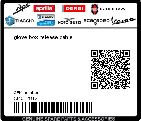 Product image: Piaggio - CM012812 - glove box release cable  0