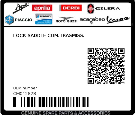 Product image: Piaggio - CM012828 - LOCK SADDLE COM.TRASMISS.  0