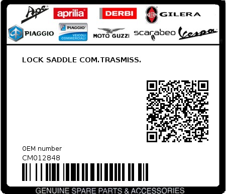 Product image: Piaggio - CM012848 - LOCK SADDLE COM.TRASMISS.  0