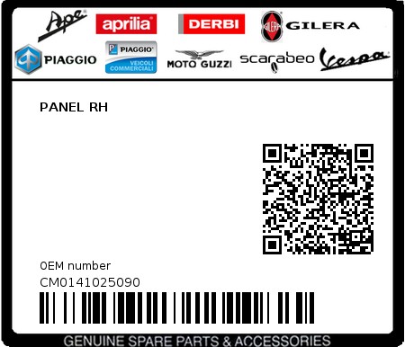 Product image: Piaggio - CM0141025090 - PANEL RH  0
