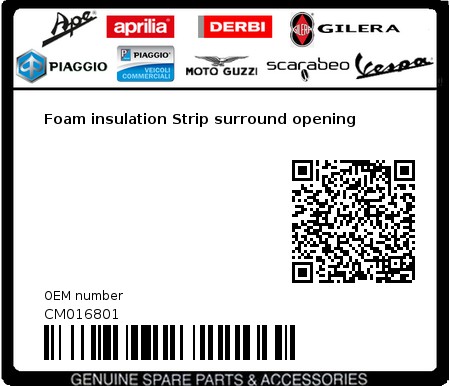 Product image: Piaggio - CM016801 - Foam insulation Strip surround opening  0