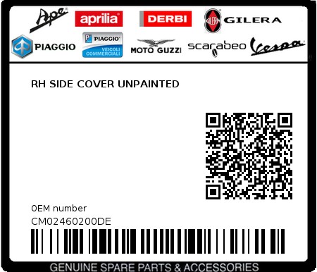 Product image: Piaggio - CM02460200DE - RH SIDE COVER UNPAINTED  0