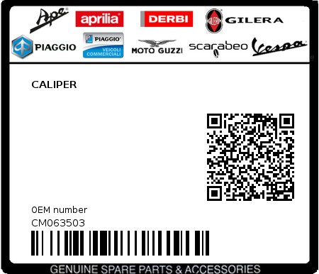 Product image: Piaggio - CM063503 - CALIPER  0