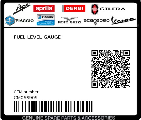 Product image: Piaggio - CM066909 - FUEL LEVEL GAUGE  0