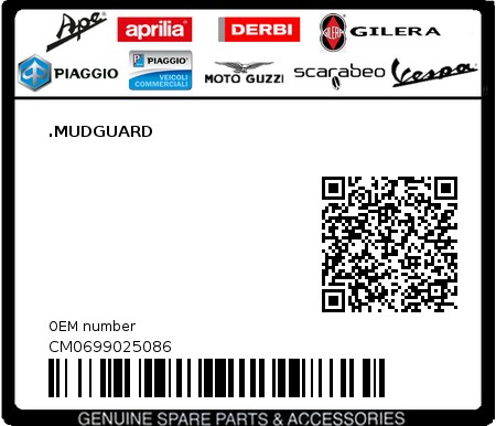 Product image: Piaggio - CM0699025086 - .MUDGUARD  0