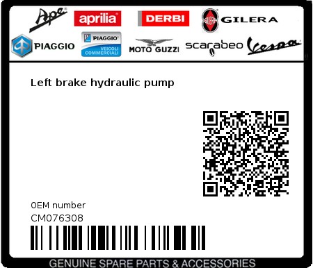 Product image: Piaggio - CM076308 - Left brake hydraulic pump  0