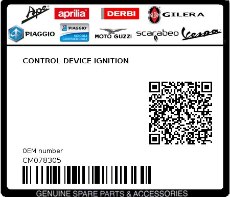 Product image: Piaggio - CM078305 - CONTROL DEVICE IGNITION  0