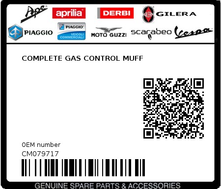 Product image: Piaggio - CM079717 - COMPLETE GAS CONTROL MUFF  0