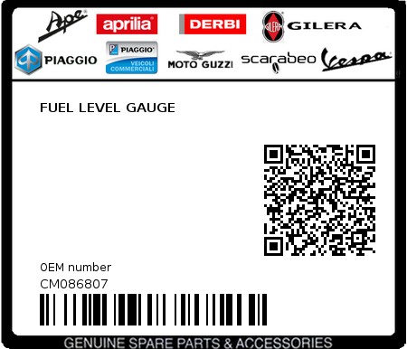 Product image: Piaggio - CM086807 - FUEL LEVEL GAUGE  0
