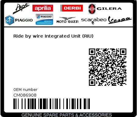 Product image: Piaggio - CM086908 - Ride by wire Integrated Unit (RIU)  0