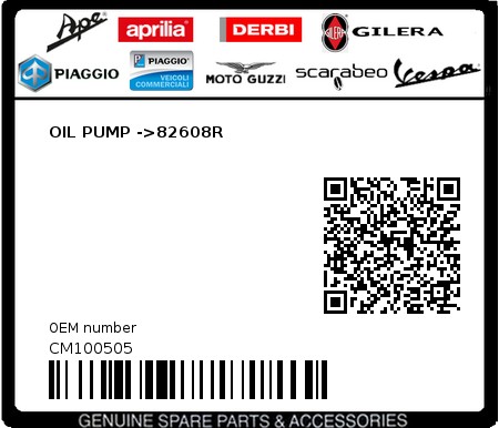 Product image: Piaggio - CM100505 - OIL PUMP ->82608R  0
