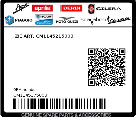 Product image: Piaggio - CM1145175003 - .ZIE ART. CM1145215003  0