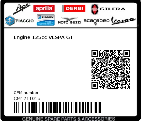 Product image: Piaggio - CM1211015 - Engine 125cc VESPA GT  0