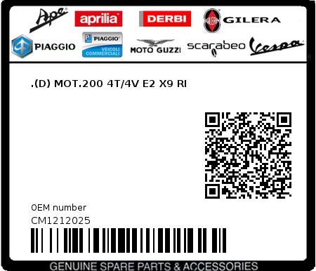 Product image: Piaggio - CM1212025 - .(D) MOT.200 4T/4V E2 X9 RI  0
