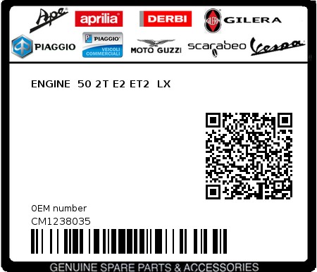 Product image: Piaggio - CM1238035 - ENGINE  50 2T E2 ET2  LX  0