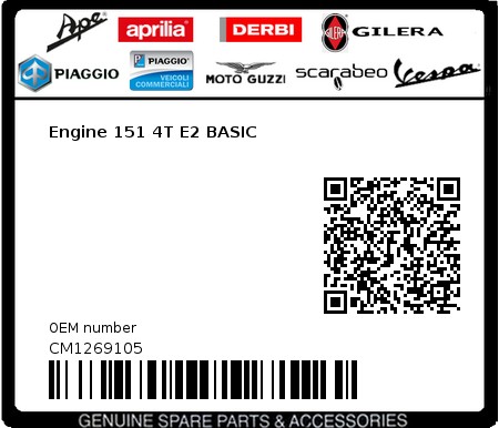 Product image: Piaggio - CM1269105 - Engine 151 4T E2 BASIC  0